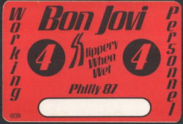 ##MUSICBP0284  - Bon Jovi Radio 1987 Slippery When Wet OTTO Working Personnel Backstage Pass - Philadelphia