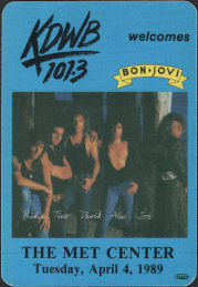 ##MUSICBP0181  - Bon Jovi Radio Promo OTTO Cloth Backstage Pass from the 1989 Tour at the Met Center - KDWB 101.3 