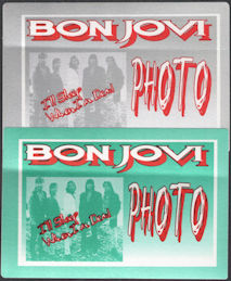 ##MUSICBP0194  - Pair of Oversized Bon Jovi OTTO Cloth Photo Backstage Passes from the I'll Sleep When I'm Dead Tour