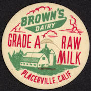 #DC143 - Brown's Dairy Raw Milk Bottle Cap