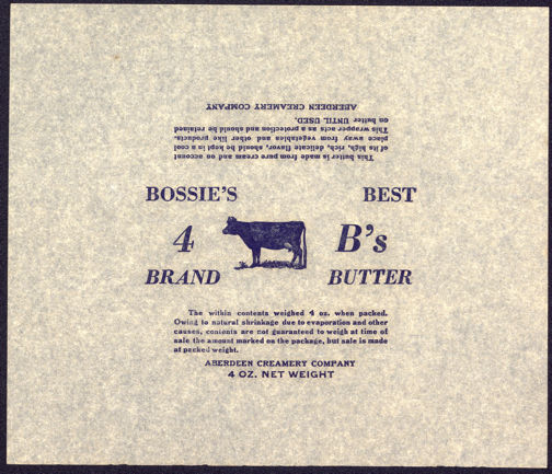 #DA054 - Group of 4 Bossie's Best Butter Parchment Picturing a Cow