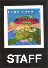 #MUSIC382  - Rare Paper Peel Off 1979 Boston Staff Backstage Pass from the Euro Tour