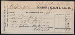 #UPaper119 - 1880s Boston & Albany Railroad Voucher/Receipt