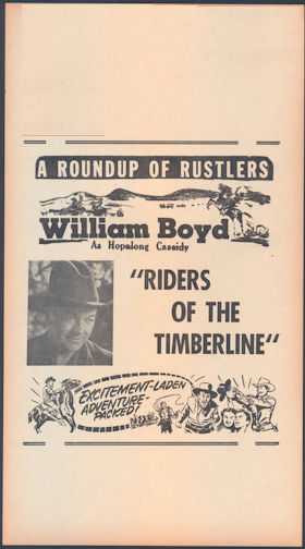 #CH326-26 - William Boyd (Hopalong Cassidy) Riders of the Timberline Poster/Broadside - As low as $7.50 each