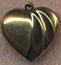 #BEADSC0285 - Double Sided Dimensional Brass Heart Pendant/Charm - As low as 25¢