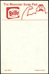 #UPaper205 - Sheet from a Memo Pad Advertising Brillo - The Muscular Soap Pad