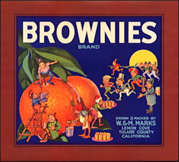 #ZLC402 - Brownies Brand Orange Crate Label - Palmer Cox Brownies