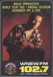 ##MUSICBP0766  - 1992 Bruce Springsteen OTTO Radio Station Pass - WNEW 102.7 - Nassau Coliseum