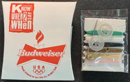 #TMSpirits155 - Group of 4 Budweiser 1996 Olympic Advertising Button Repair Giveaways