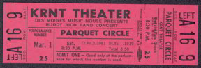 ##MUSICBPT345 - 1969 Buddy Rich Ticket from the KRNT Theater