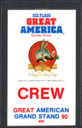 ##MUSICBP1172 - Laminated OTTO Crew Pass for the 1990 Six Flags Bugs Bunny 50th Anniversary Celebration