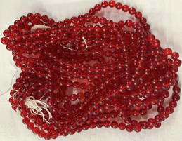 #BEADS1049 - Group of 600+ Round Transparent Ruby Red 6mm Glass Beads