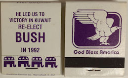 #PL349 - Re-Elect Bush in 92 Unused Pack of Matches