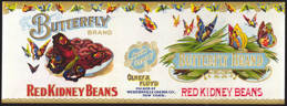 #ZLCA147 - Very Rare and Very early Butterfly Brand Red Kidney Beans Can Label