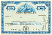 #ZZStock012 - Precision Polymers, Inc. Stock Certificate