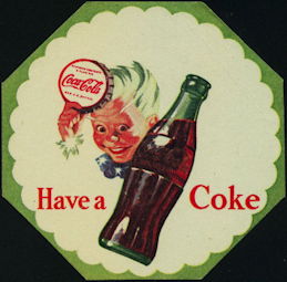 #CC188 - Coca Cola Coaster with Sprite Boy Tipping His Bottle Cap Hat