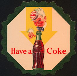 #CC187 - Coca Cola Coaster with Sprite Boy Pointing at a Bottle