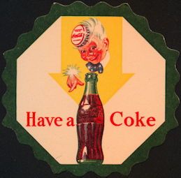 #CC453 - Coca Cola Coaster with Sprite Boy Pointing at a Bottle