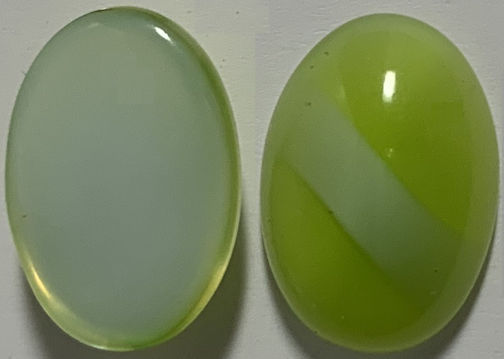 #BEADS0895- Group of 6 Lime Green with White Stripe 14mm Glass Cabochons