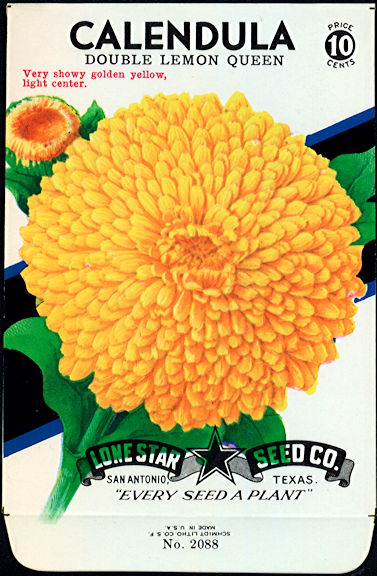 #CE003 - Double Lemon Queen Calendula Lone Star 10¢ Seed Pack - As Low As 50¢ each