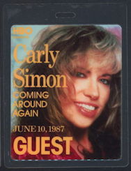 ##MUSICBP0165 - Carly Simon OTTO Laminated Guest Backstage Pass for the 1987 Coming Around Again Tour