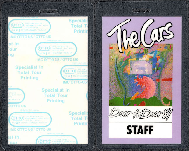 ##MUSICBP0350  - The Cars 1987 Door to Door Tour Laminated Staff Backstage Pass