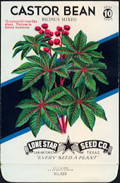 #CE005.1 - Group of 12 Ricinus Mixed Castor Bean Lone Star 10¢ Seed Packs