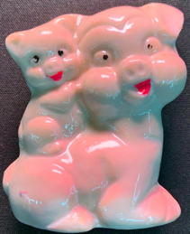 #TYY1017 - Japanese Lusterware Ceramic Pig and Piglet