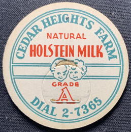 #DC318 - Group of 10 Cedar Heights Farm Holstein Milk Bottle Caps - Picture Babies