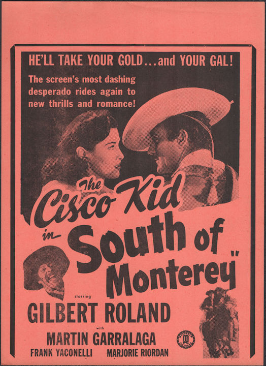 #CH326-39 - The Cisco Kid in South of Monterey Movie Poster Broadside