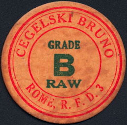 #DC192 - Bruno Cegelski Grade B Raw Milk Bottle Cap