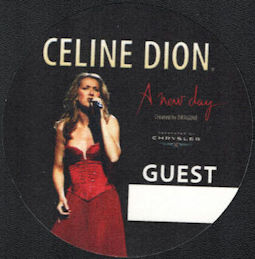 ##MUSICBP0905 - Celine Dion OTTO Cloth Backstage Guest Pass from the A New Day Tour