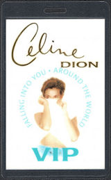 ##MUSICBP0606  - Celine Dion VIP Laminated T-Bird Backstage Pass from the Falling Into You Around the World Tour