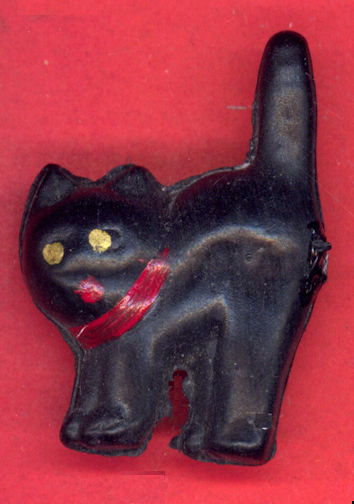 #HH166 - Celluloid Hand Painted Miniature Halloween Black Cat - As low as $1.50 each