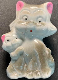 #TYY1015 - Japanese Lusterware Ceramic Cat with Baby Cat