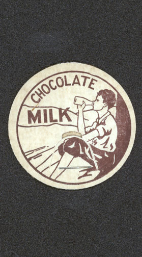 #DC124 - Early Chocolate Milk Bottle Cap Picturing a Boy in Knickers