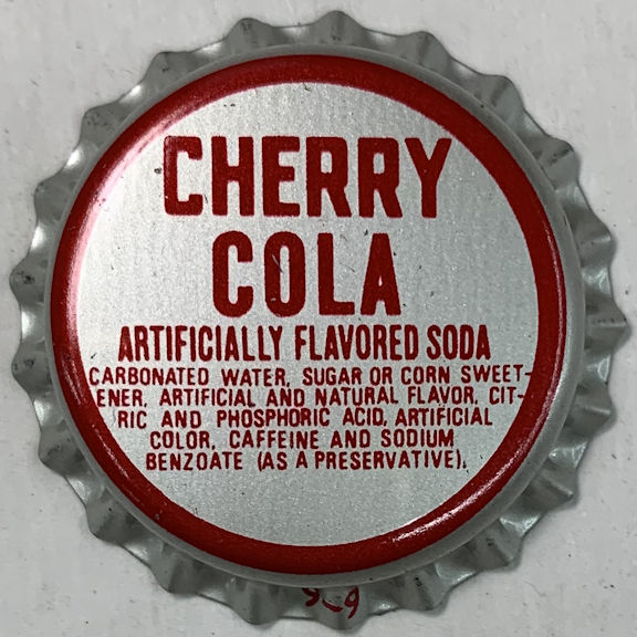 #BF299 - Group of 10 Plastic Lined Cherry Cola Soda Bottle Caps