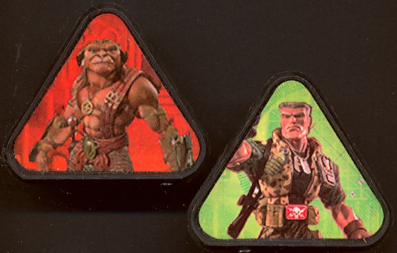 #CH283  - Pair of Licensed Toy Rings with Small Soldiers Characters - Chip Hazard and Archer 