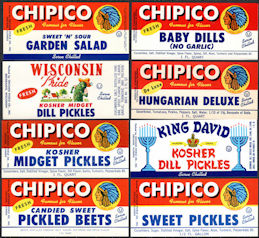 #ZBOT429 - Group of 8 Different Chicago Pickle Jar Labels - Indian Head