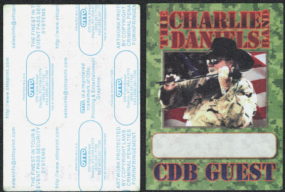 ##MUSICBP0788 - Group of 12 2010 The Charlie Daniels Band Cloth OTTO Cloth Backstage Passes