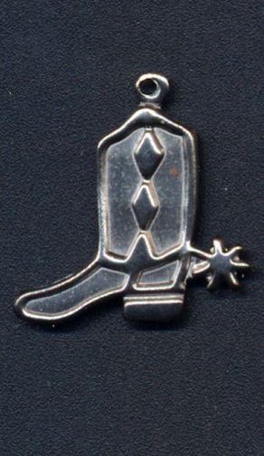 #BEADSC0288 - Chromed  Cowboy Boot Charm