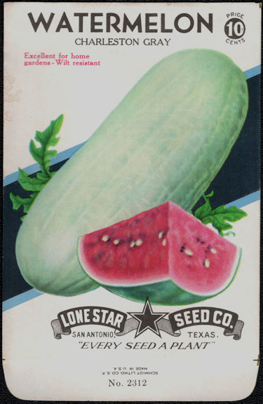 #CE084 - Charleston Gray Watermelon Lone Star 10¢ Seed Pack - As Low As 50¢ each