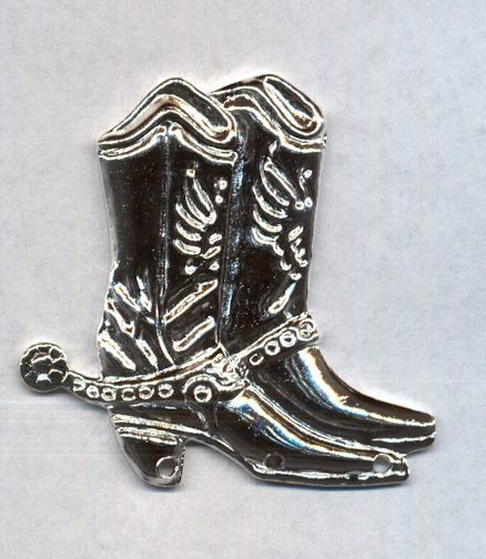 #BEADS0726 - Large Chromed Tin Cowboy Boots Metal Finding - As low as 25¢