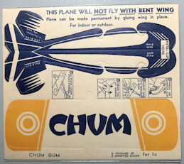 #TY875 - Rare Chum Chewing Gum Airplane Punchou...