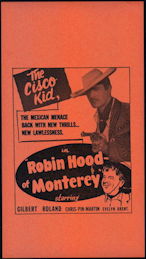 #CH326-36  - Gilbert Roland in "Robin Hood of Monterey" Cisco Kid Movie Poster Broadside