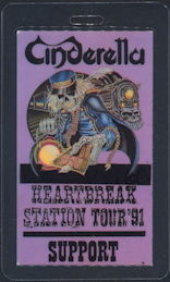 ##MUSICBP0351  - 1991 Cinderella Laminated Support Backstage Pass from the Heartbreak Station Tour
