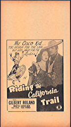 #CH326-32  - Gilbert Roland in "Riding the California Trail" Cisco Kid Movie Poster Broadside