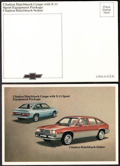 #CA518 - 1981 Citation Hatchbacks Dealer Postcard