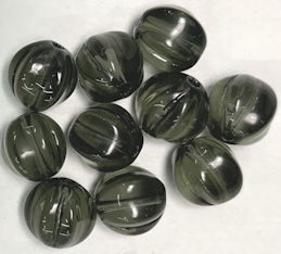#BEADS1021 - Group of 10 9mm Fluted Smoky Glass...
