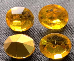 #BEADS1060 - Group of 4 Faceted and Foiled 12mm Amber Oval  Glass Rhinestones